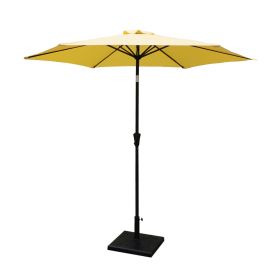 8.8 feet Outdoor Aluminum Patio Umbrella, Patio Umbrella, Market Umbrella with 42 Pound Square Resin Umbrella Base, Push Button Tilt and Crank lift (Color: as Pic)