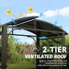 8x5FT Arc Roof, Grill Canopy for Outdoor Grill w/Double Galvanized Steel Roof and 2 Side Shelves, BBQ Gazebo Grill Tent for Patio Garden Backyard