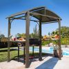 8x5FT Arc Roof, Grill Canopy for Outdoor Grill w/Double Galvanized Steel Roof and 2 Side Shelves, BBQ Gazebo Grill Tent for Patio Garden Backyard