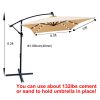 Rectangle 2x3M Outdoor Patio Umbrella Solar Powered LED Lighted Sun Shade Market Waterproof 6 Ribs Umbrella with Crank and Cross Base for Garden Deck